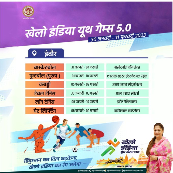 khelo india youth games schedule 2023