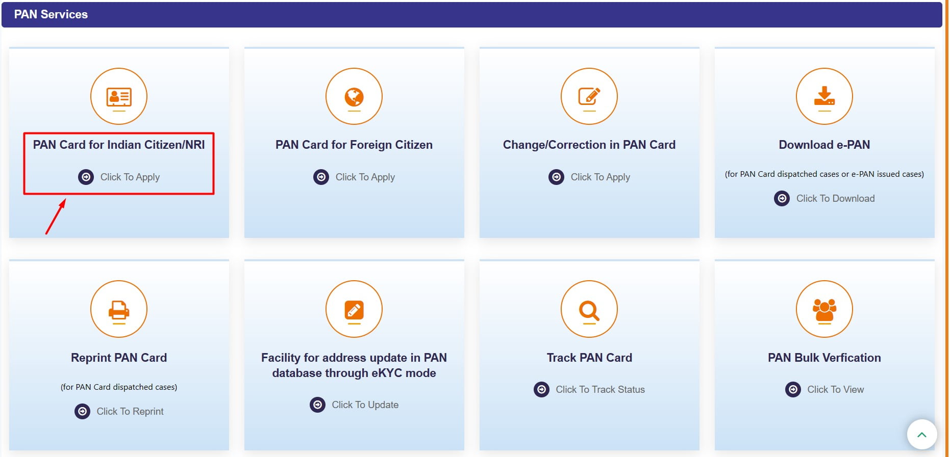 पैन कार्ड ऑनलाइन प्रक्रिया UTIITSL वेबसाइट